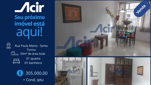 Apartamento com 1 Quarto à venda, 32m² no Santa Teresa, Rio de Janeiro