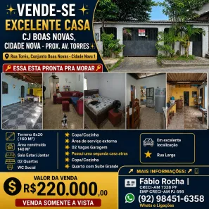 Casa com 3 Quartos à venda, 160m² no Cidade Nova, Manaus