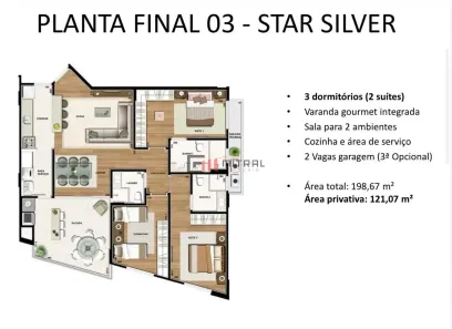Apartamento com 3 Quartos à venda, 121m² no América, Joinville