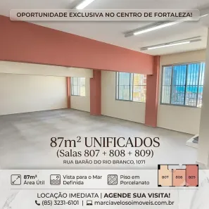 Sala Comercial para alugar, 87m² no Centro, Fortaleza