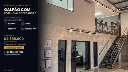 Galpão/Depósito/Armazém com 1 Quarto à venda, 329m² no Residencial Solar Ville, Goiânia