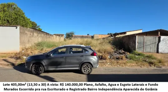 Lote/Terreno à venda, 405m² no Independência - 2º Complemento, Aparecida de Goiânia