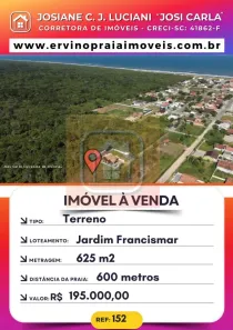 Lote/Terreno à venda, 625m² no Praia do Ervino, São Francisco do Sul
