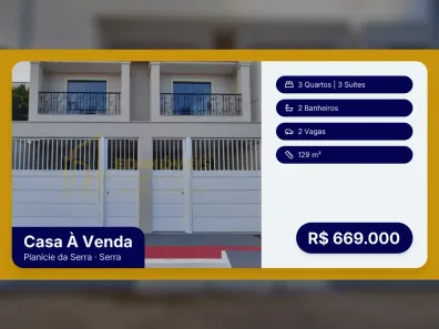 Casa com 3 Quartos à venda, 129m² no Planície da Serra, Serra