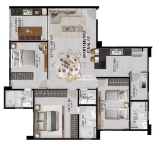 Apartamento com 3 Quartos à venda, 111m² no Lagoa Nova, Natal
