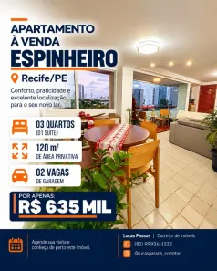 Apartamento com 3 Quartos à venda, 120m² no Espinheiro, Recife