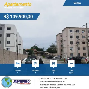 Apartamento com 1 Quarto à venda, 60m² no Trindade, São Gonçalo