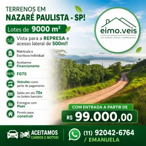 Lote/Terreno à venda, 9000m² no Sertãozinho, Nazaré Paulista
