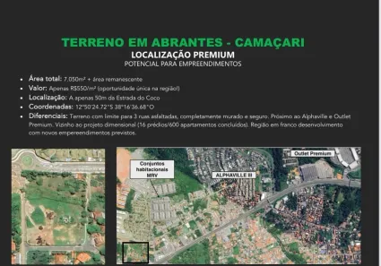 Lote/Terreno à venda, 7050m² no Busca Vida (Abrantes), Camaçari