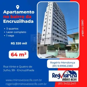 Apartamento com 2 Quartos à venda, 64m² no Encruzilhada, Recife