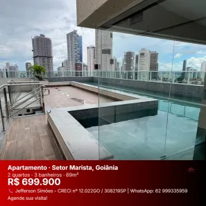 Apartamento com 2 Quartos à venda, 69m² no Setor Marista, Goiânia