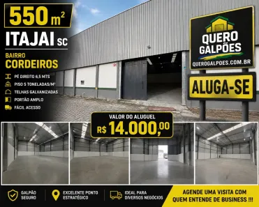 Galpão/Depósito/Armazém para alugar, 500m² no Cordeiros, Itajaí