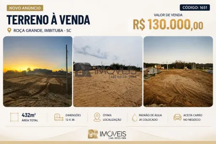 Lote/Terreno à venda, 432m² no Roça Grande, Imbituba