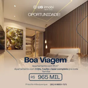 Apartamento com 3 Quartos à venda, 90m² no Boa Viagem, Recife