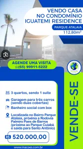 Casa de Condomínio com 3 Quartos à venda, 112m² no Parque Atalaia, Cuiabá