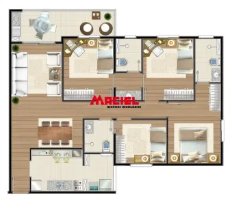 Apartamento com 4 Quartos para alugar, 104m² no Jardim América, São José dos Campos
