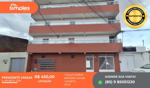 Kitnet com 1 Quarto para alugar, 35m² no Parque Presidente Vargas, Fortaleza