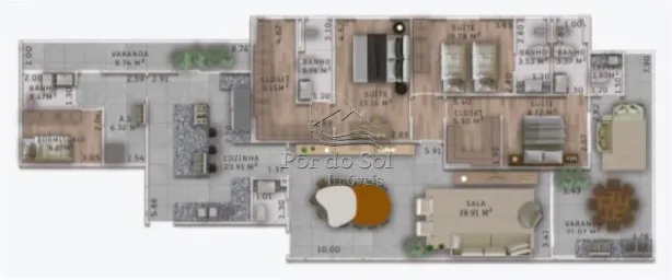 Apartamento com 3 Quartos à venda, 111m² no Canto do Forte, Praia Grande