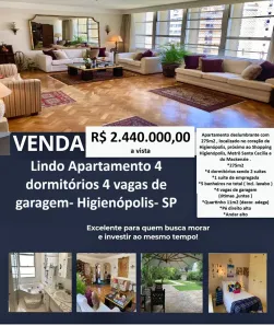 Apartamento com 4 Quartos à venda, 275m² no Vila Buarque, São Paulo