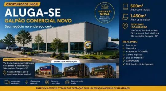 Galpão/Depósito/Armazém para alugar, 500m² no Jardim das Indústrias, São José dos Campos