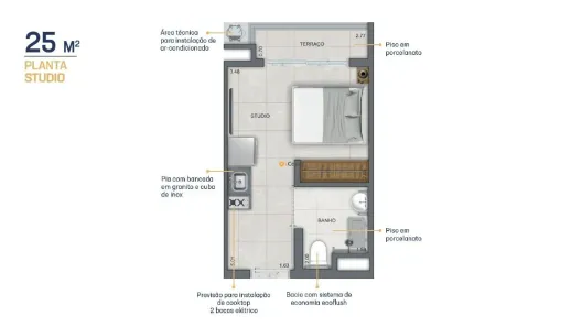 Apartamento com 1 Quarto à venda, 25m² no Ipiranga, São Paulo