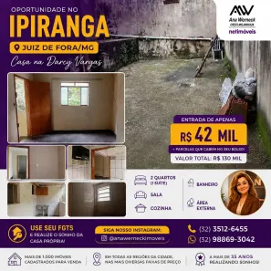 Casa com 2 Quartos à venda, 70m² no Ipiranga, Juiz de Fora