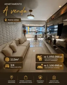 Apartamento com 3 Quartos à venda, 108m² no Ponta Verde, Maceió