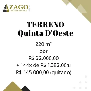 Lote/Terreno à venda, 220m² no Loteamento Quinta do Oeste, Franca