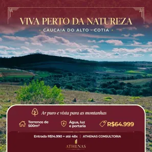 Lote/Terreno à venda, 500m² no Recreio Topázio (Caucaia do Alto), Cotia