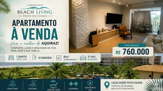 Apartamento com 2 Quartos à venda, 82m² no Porto das Dunas, Aquiraz