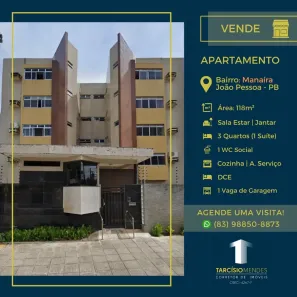 Apartamento com 3 Quartos à venda, 118m² no Manaíra, João Pessoa