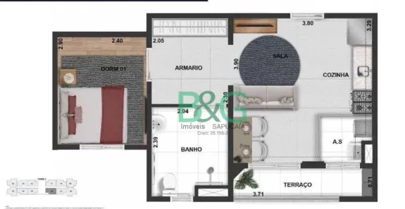 Apartamento com 1 Quarto à venda, 39m² no Usina Piratininga, São Paulo