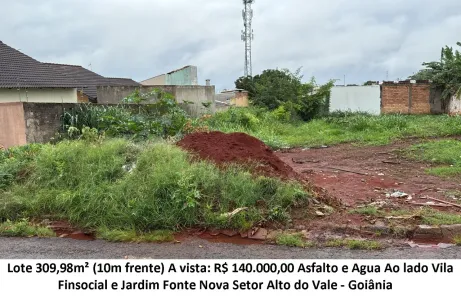 Lote/Terreno à venda, 309m² no Setor Alto do Vale, Goiânia