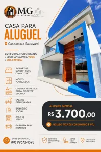 Casa de Condomínio com 3 Quartos para alugar, 123m² no Bela Vista, Mossoró