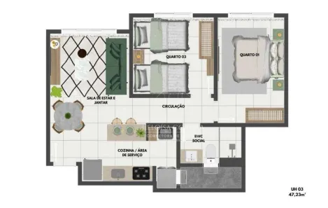 Apartamento com 2 Quartos à venda, 47m² no Nova Parnamirim, Parnamirim