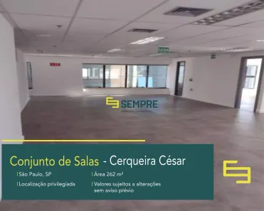 Sala Comercial para alugar, 262m² no Cerqueira César, São Paulo
