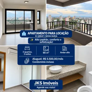 Apartamento com 3 Quartos para alugar, 90m² no Parque Amazônia, Goiânia