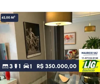 Apartamento com 3 Quartos à venda, 62m² no Jardim Esmeralda, São Paulo