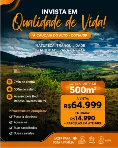 Lote/Terreno à venda, 500m² no Recreio Topázio (Caucaia do Alto), Cotia
