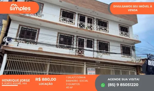Apartamento com 2 Quartos para alugar, 40m² no Henrique Jorge, Fortaleza