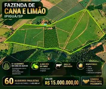 Fazenda/Sítio com 3 Quartos à venda, 1452000m² no Centro, Ipiguá