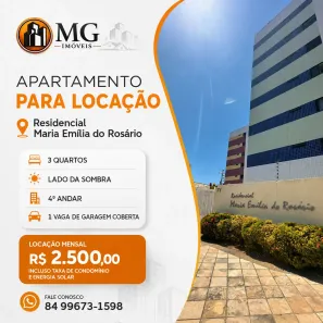 Apartamento com 3 Quartos para alugar, 70m² no Nova Betânia, Mossoró