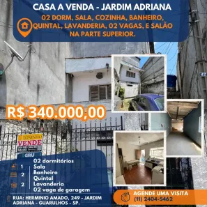 Casa com 2 Quartos à venda, 125m² no Jardim Adriana, Guarulhos