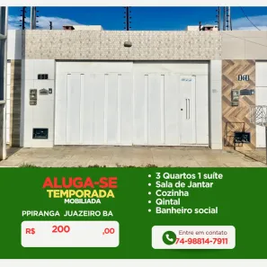 Apartamento com 3 Quartos para alugar, 130m² no Piranga, Juazeiro