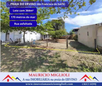 Lote/Terreno à venda, 364m² no Praia do Ervino, São Francisco do Sul