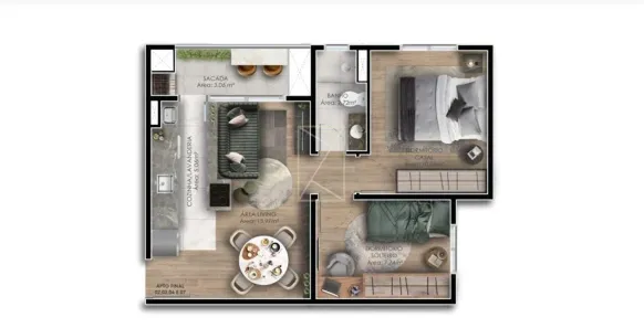 Apartamento com 2 Quartos à venda, 49m² no Interlagos, Caxias do Sul