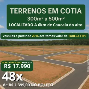 Lote/Terreno à venda, 600m² no Recreio Topázio (Caucaia do Alto), Cotia