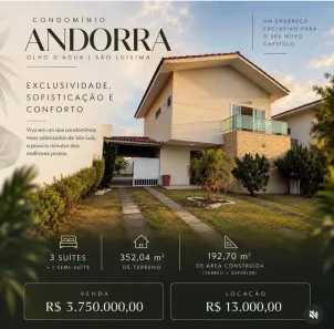 Casa de Condomínio com 4 Quartos à venda, 350m² no Olho D'Água, São Luís