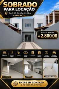 Sobrado com 2 Quartos para alugar, 70m² no São Francisco de Assis, Camboriú