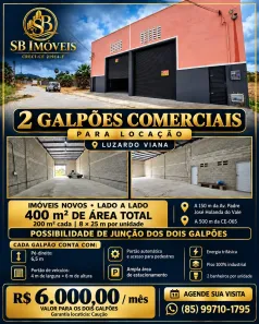 Galpão/Depósito/Armazém para alugar, 400m² no Luzardo Viana, Maracanaú